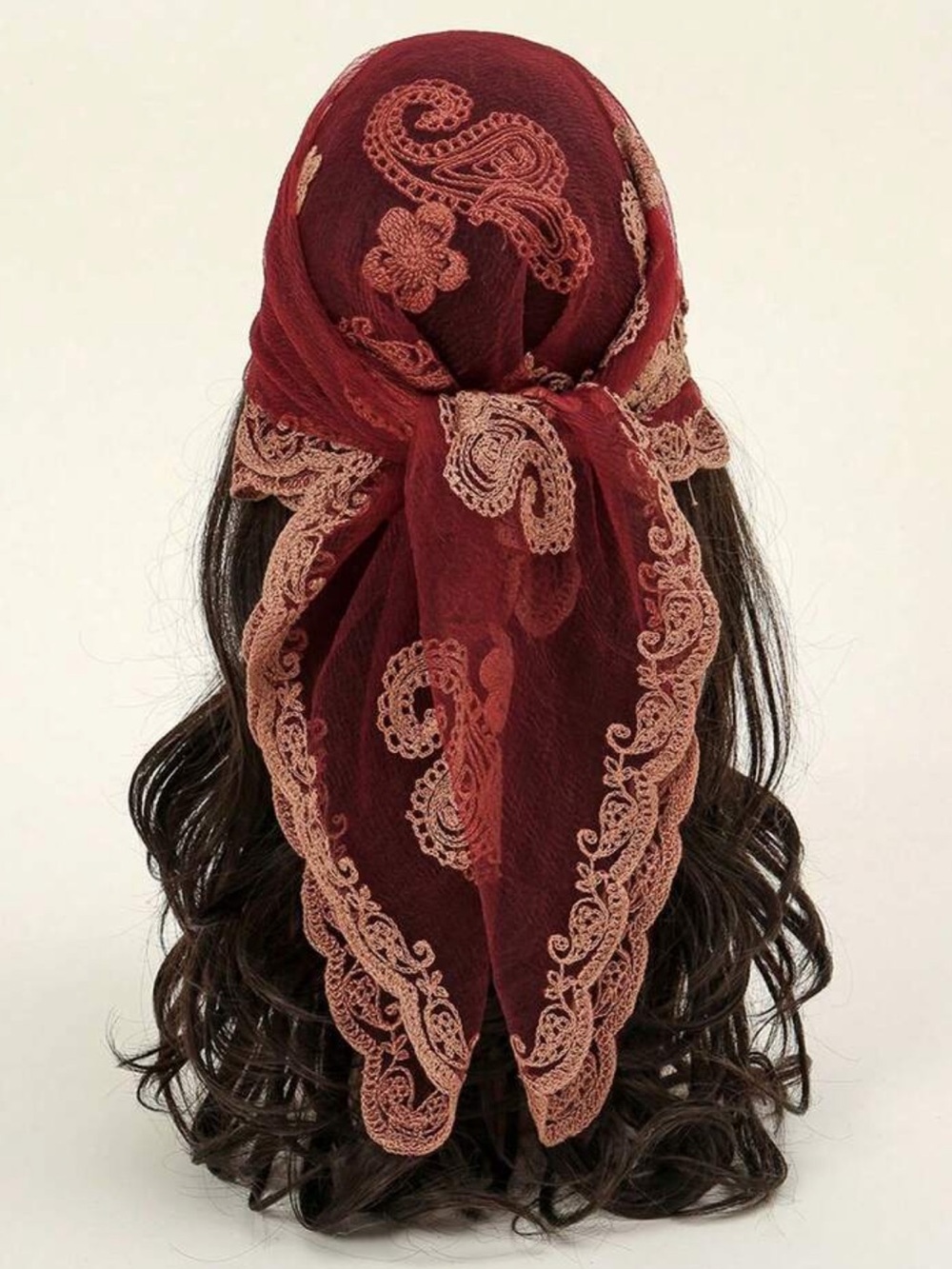 Sheer Embroidered Scarf in Dusty Rose